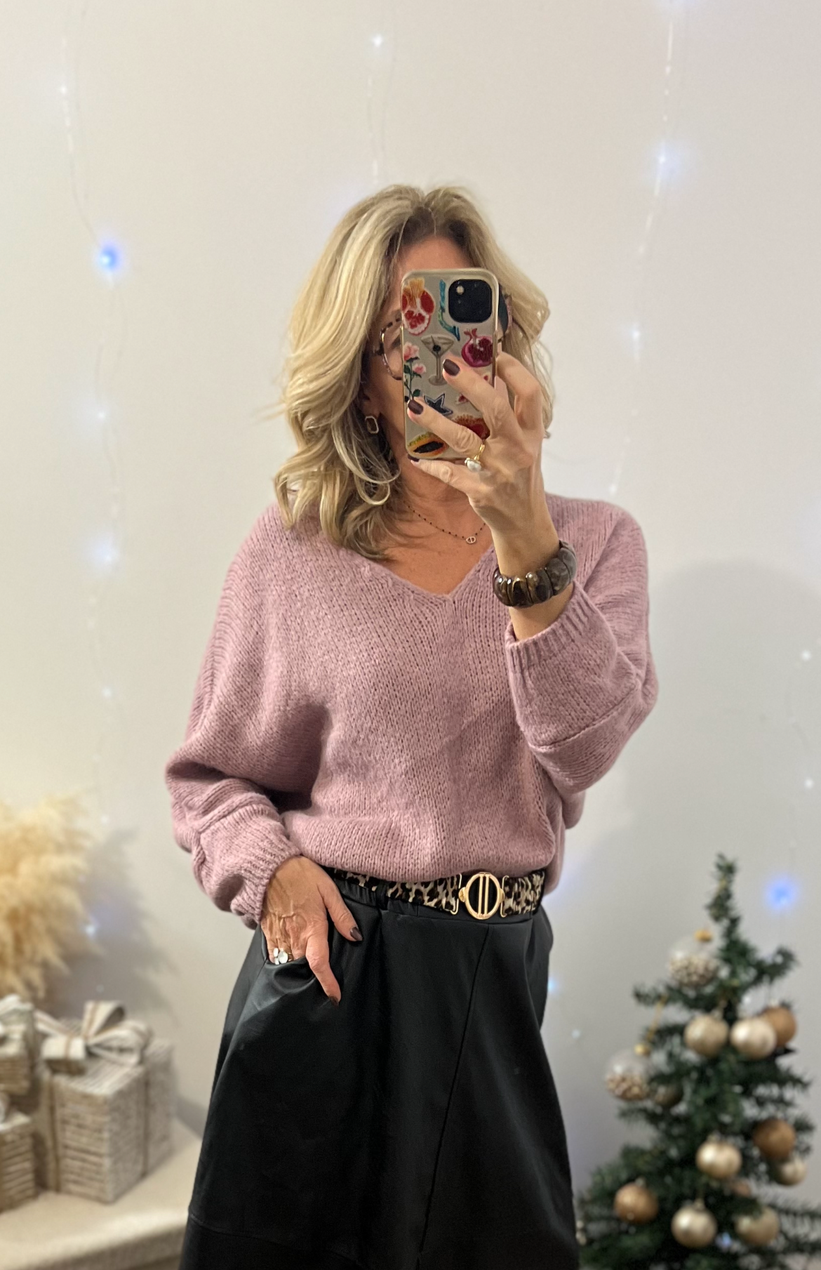 Jupe simili Noir avec ceinture Leopard