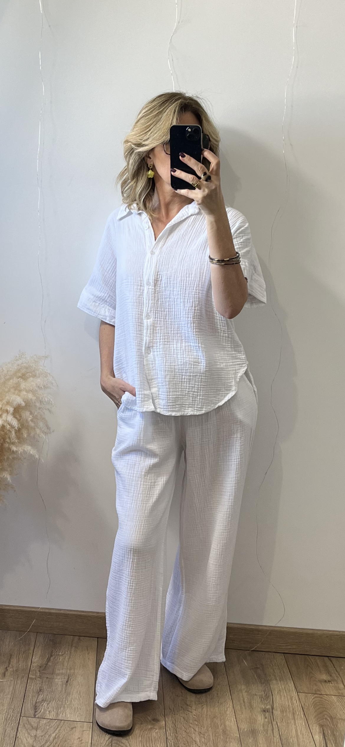 Pantalon gaz de coton blanc