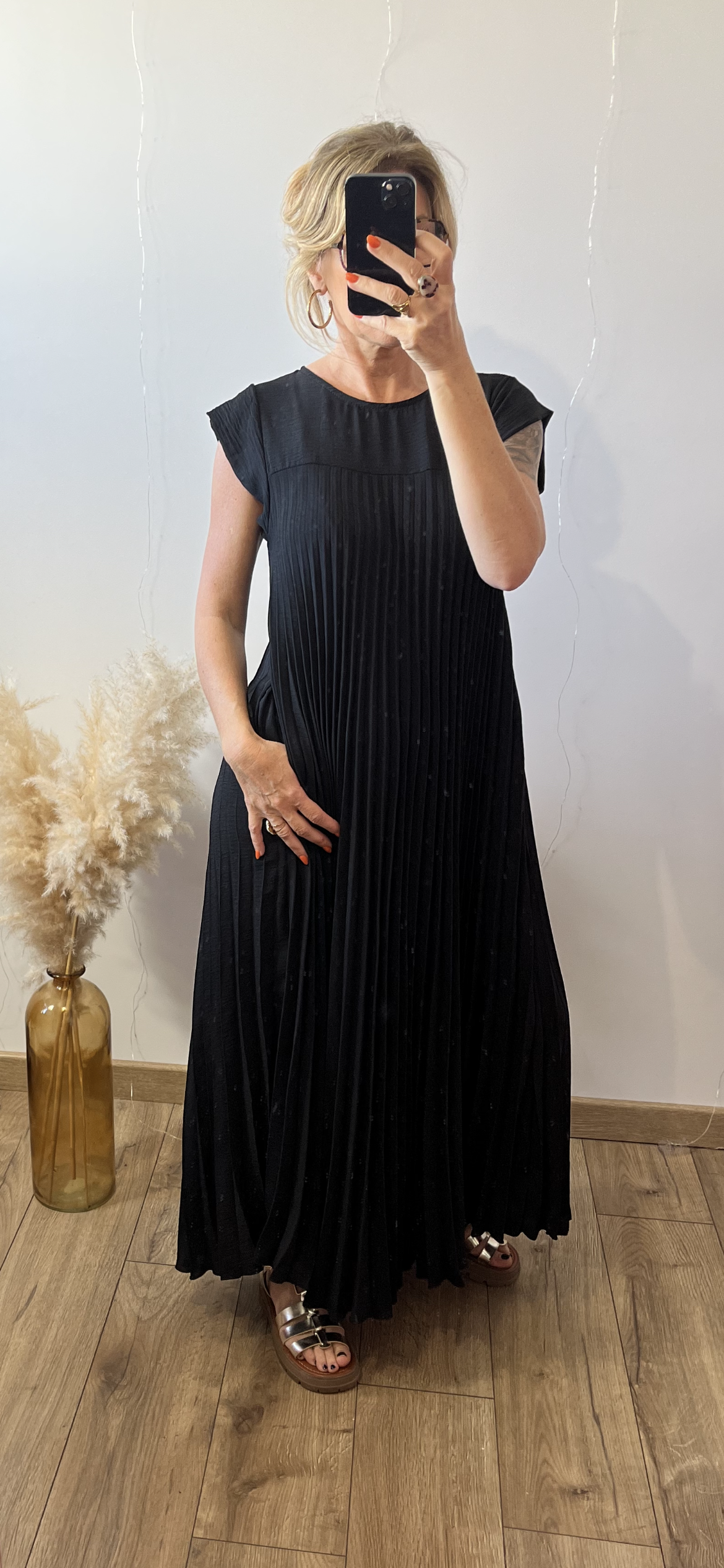 Robe plissée MANU noir🇮🇹