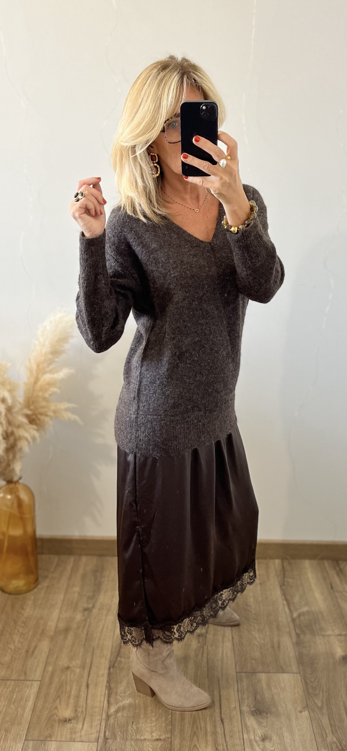 Robe Laine satin Choco