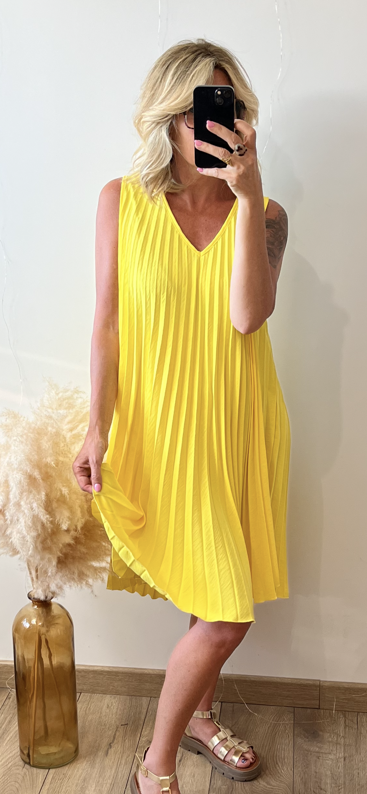 Robe plissée ALIX jaune