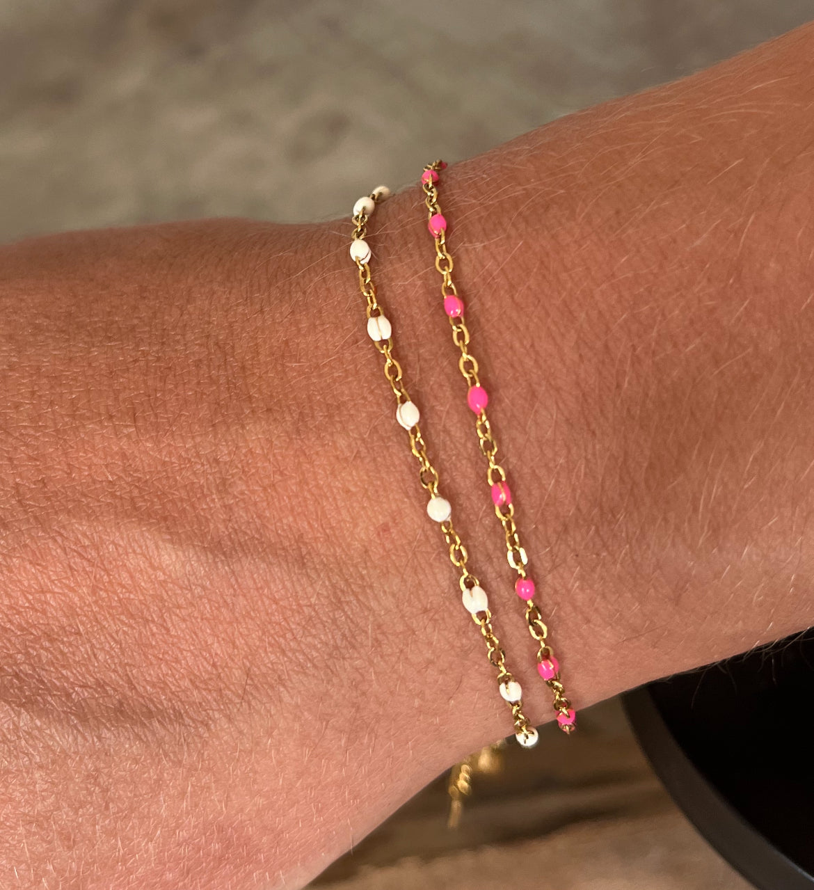 Bracelet chaîne fines inspi « Gigi Clozeau »blanc