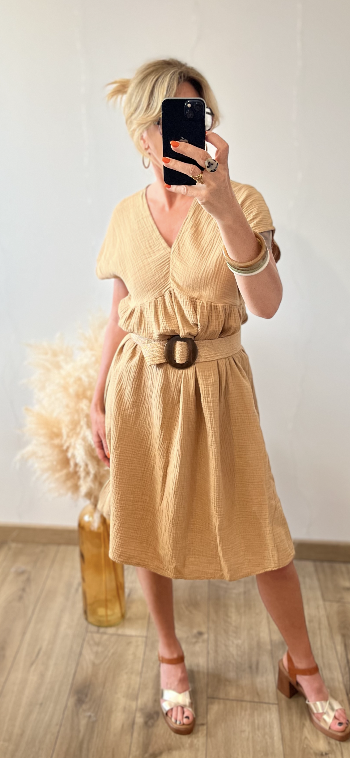 Robe carinette 🇮🇹Camel (avec ceinture LÉA vendue séparément )