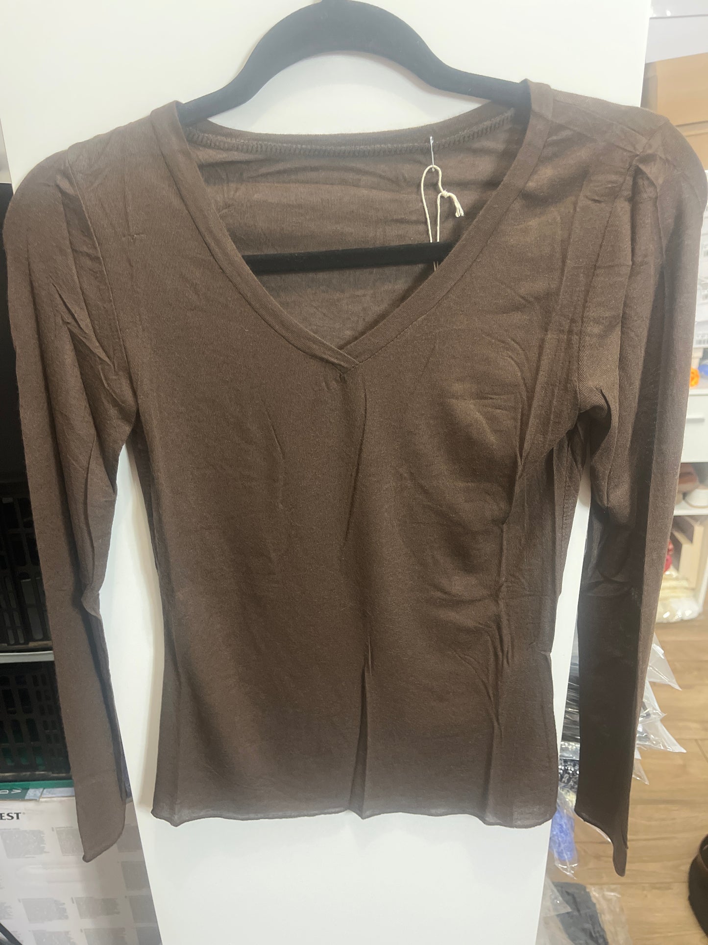 Top cashmere col V Choco