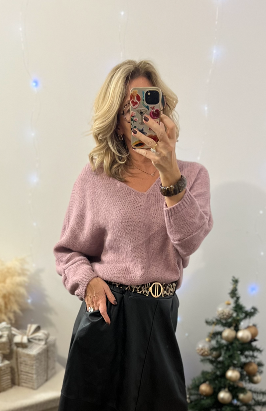 Pull LOU  vieux rose