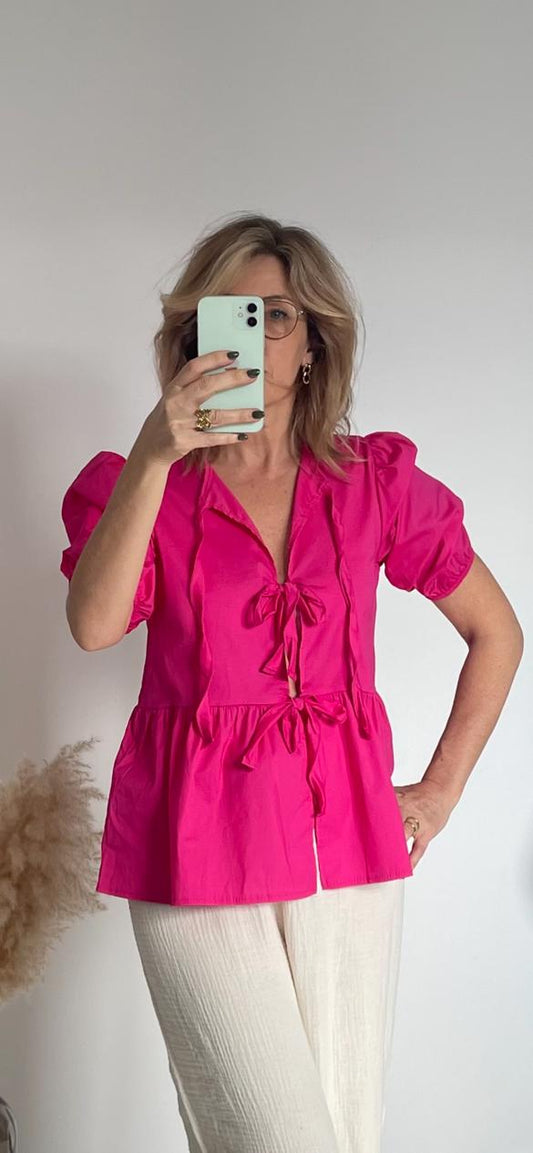 Blouse à noeuds ALICE fushia🇮🇹