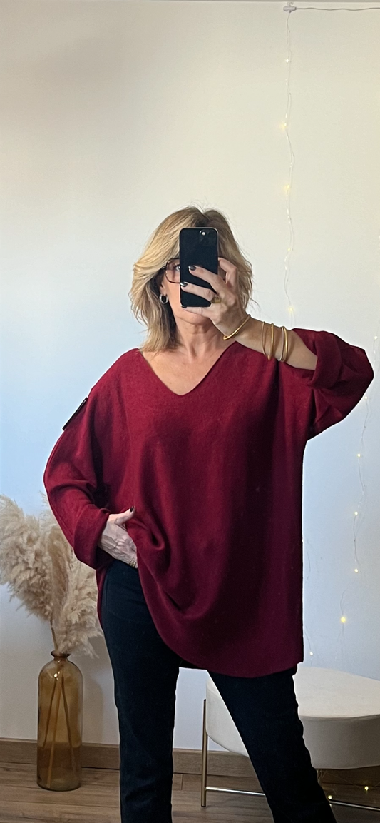 Pull LIO Bordeaux « Belle Taille »🇮🇹