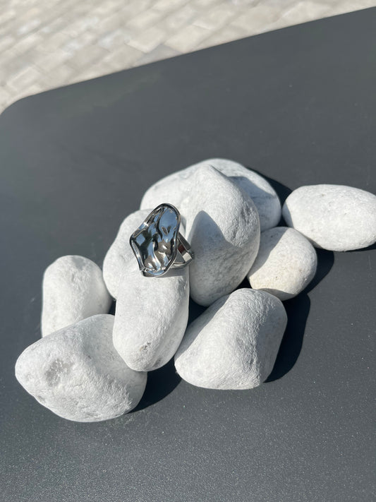 Bague ondulées argentée réglable