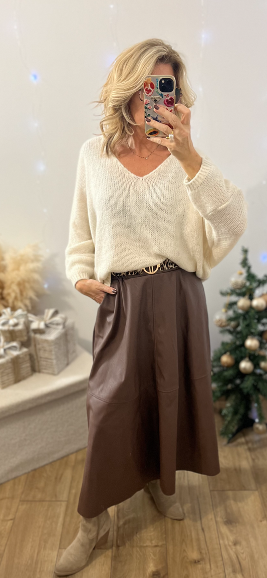 Jupe simili Choco avec ceinture Leopard