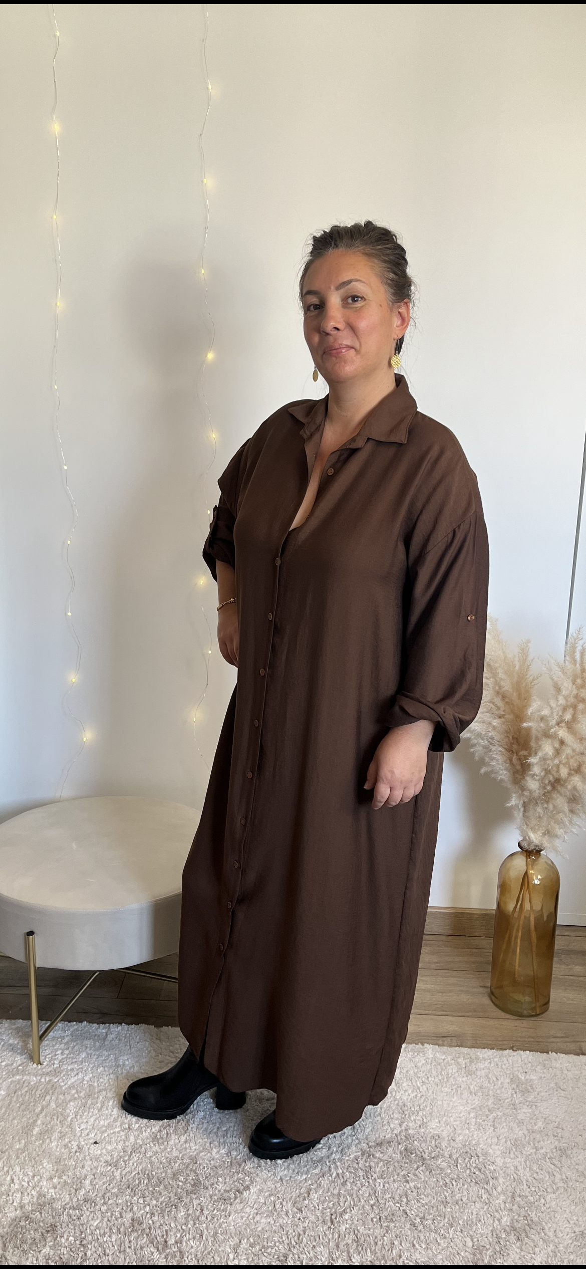 Robe chemise LINDA 🇮🇹Marron (petite ou belle taille)