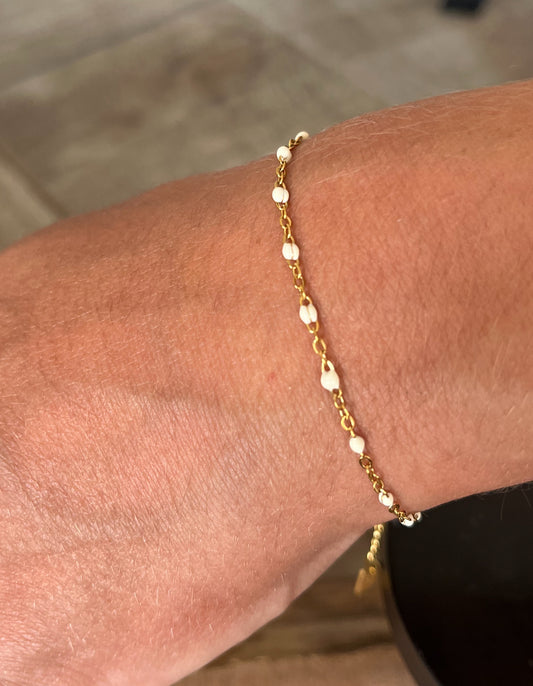 Bracelet chaîne fines inspi « Gigi Clozeau »blanc