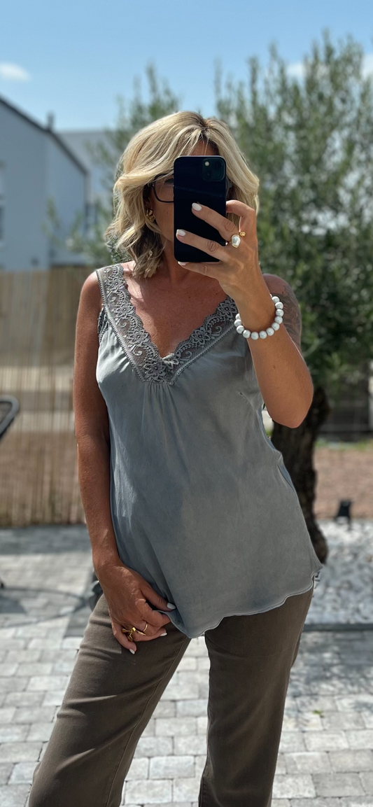Top dentelle GRIS