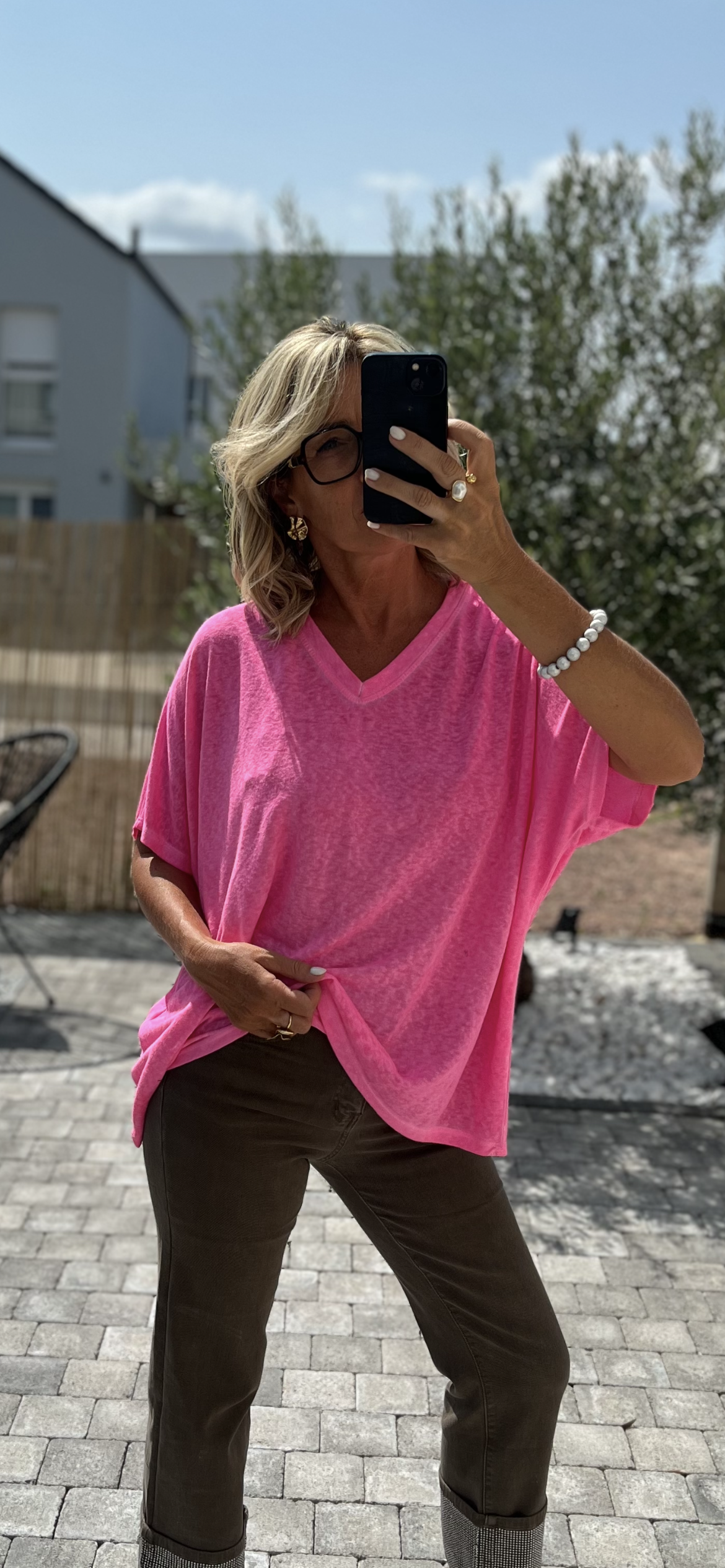 T-SHIRT OVERSIZE ROSE FLUO(34 au 46)