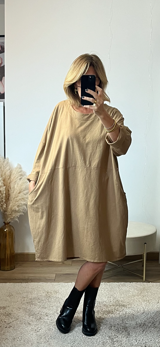 Robe MARIA Camel « Belles tailles »🇮🇹