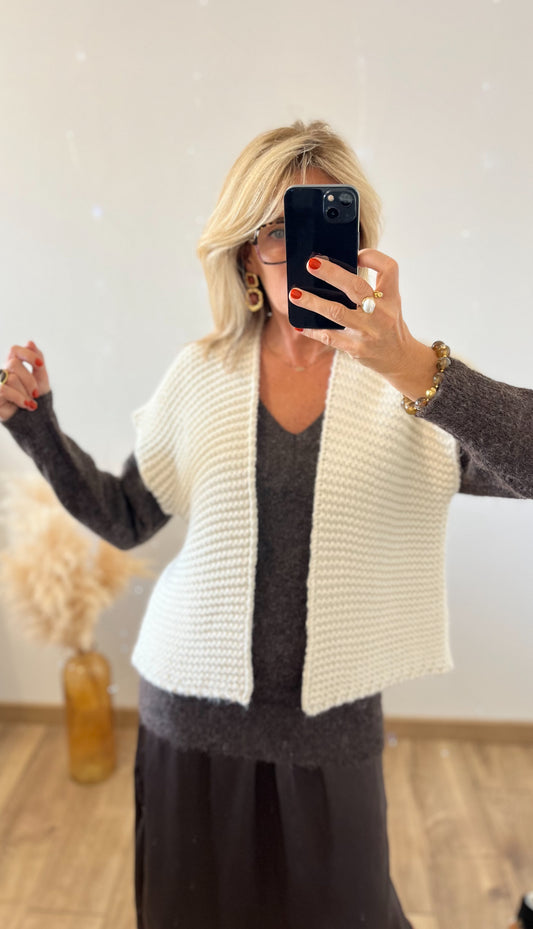 Gilet sans manches laine écru