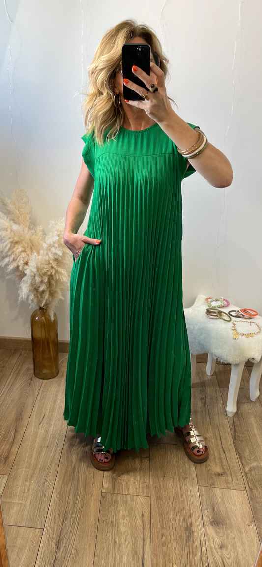 Robe plissée MANU verte 🇮🇹
