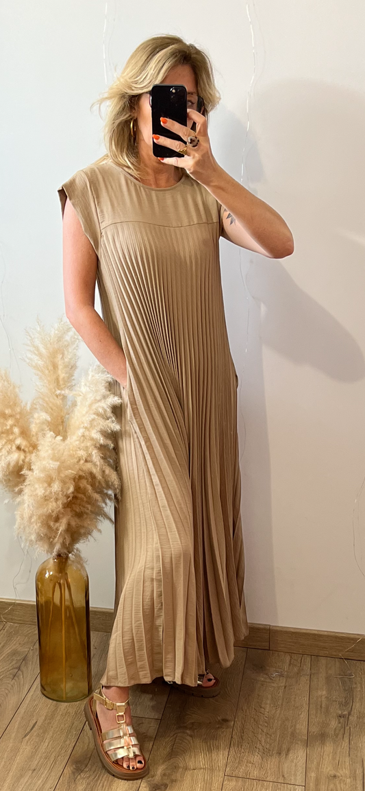 Robe plissée MANU taupe🇮🇹