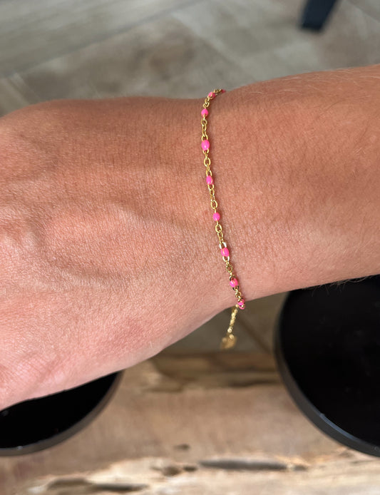 Bracelet chaîne fines inspi « Gigi Clozeau »rose