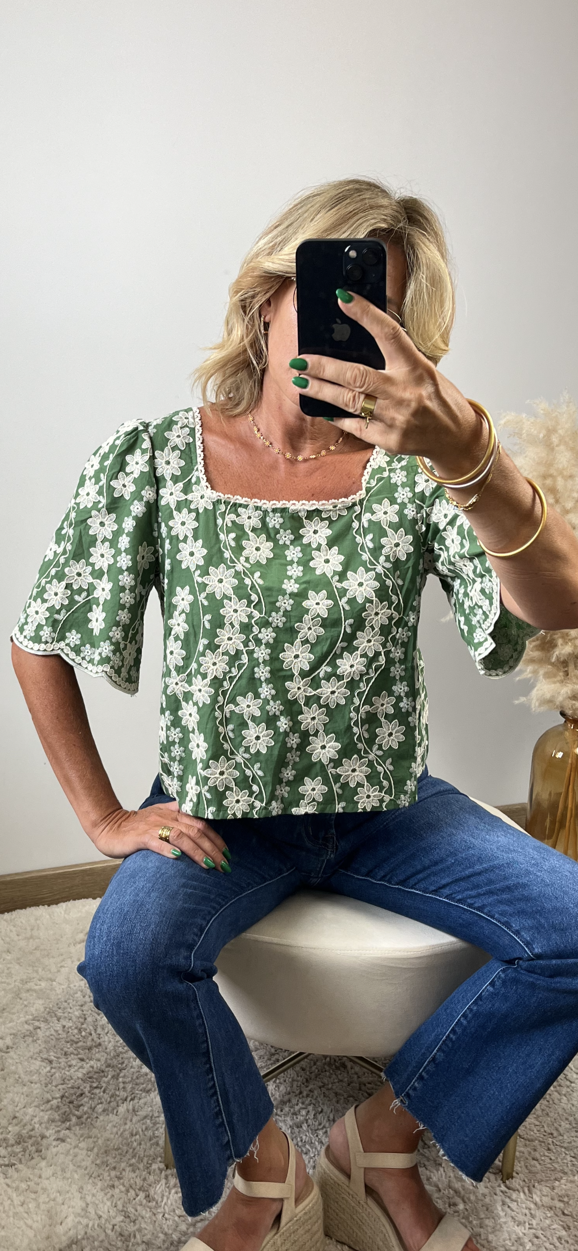 Blouse brodée  DAPHNÉE 🌿 100 %coton