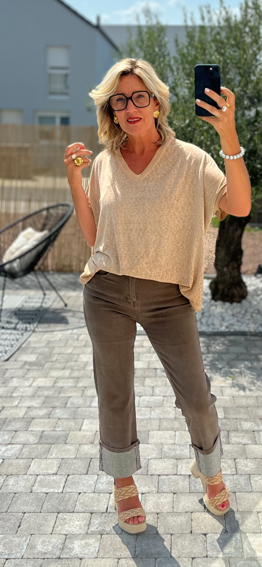 T-SHIRT OVERSIZE  BEIGE (34 au 46)