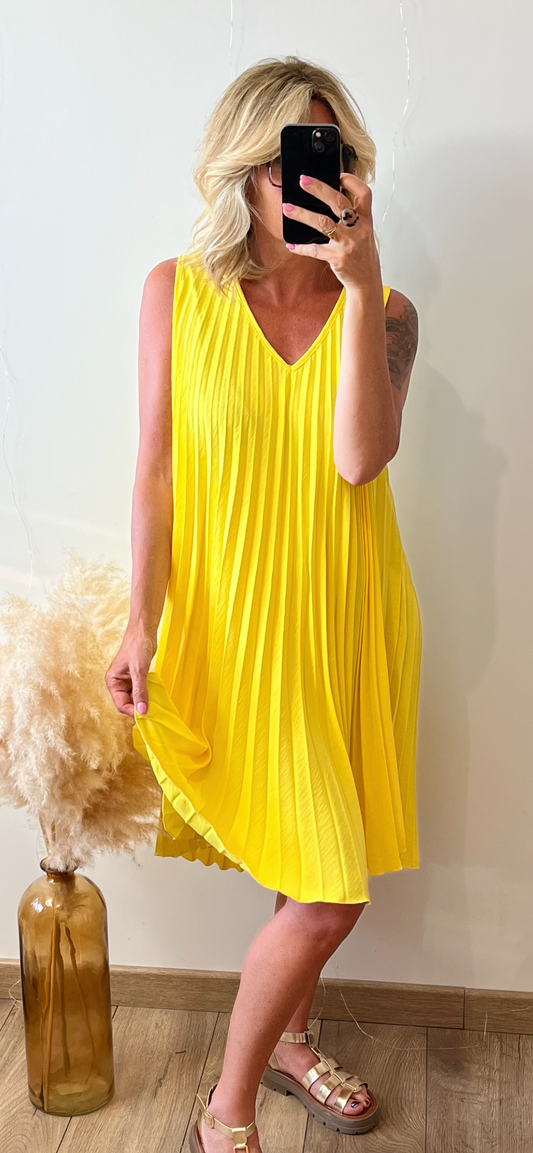 Robe plissée ALIX jaune