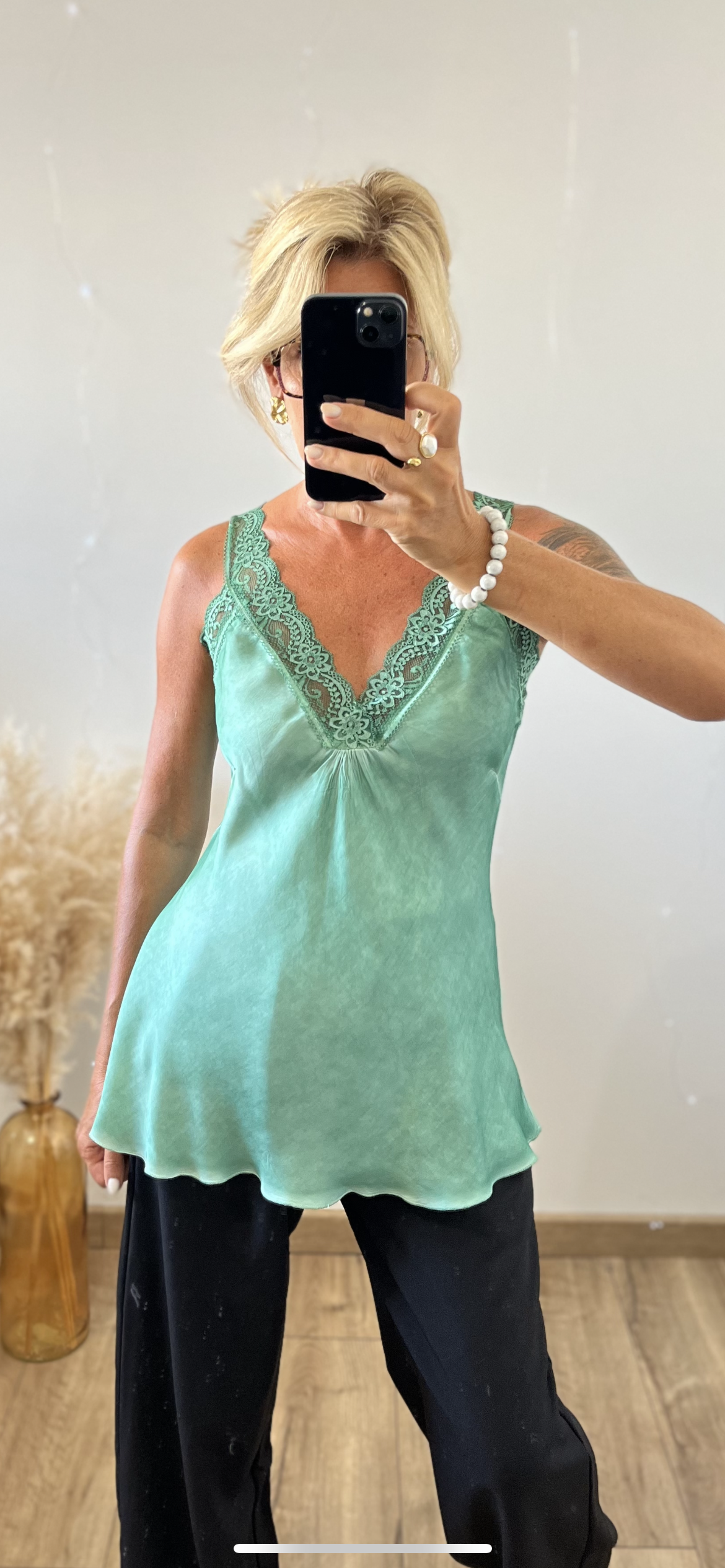 Top dentelle VERT