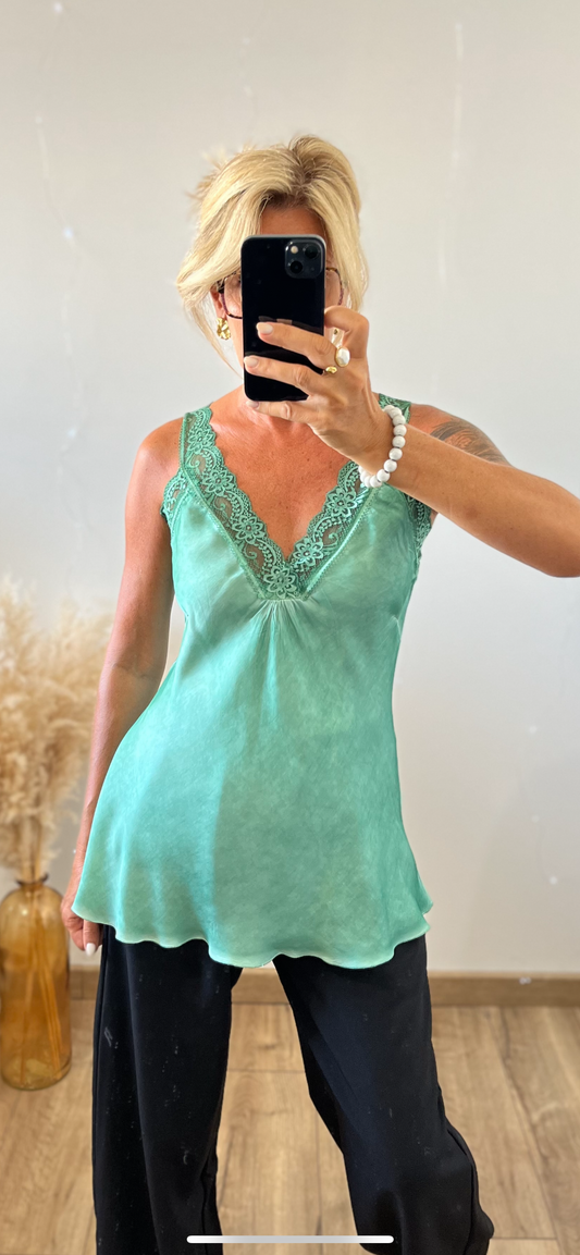 Top dentelle VERT