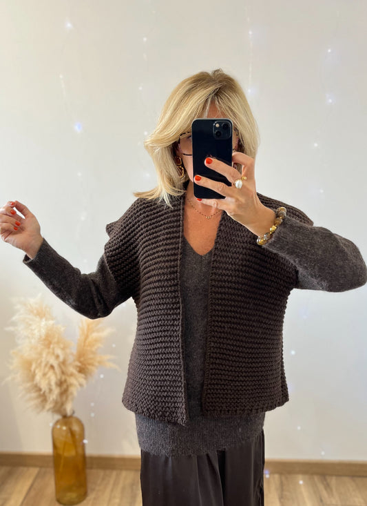 Gilet sans manches laine choco