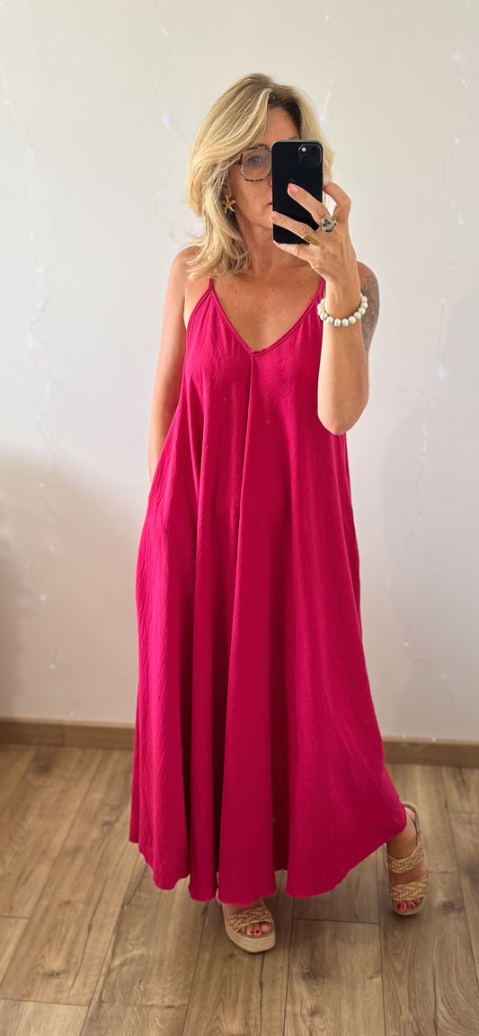 Robe ELOÏSE FUCHSIA(34 au 46) avec poches