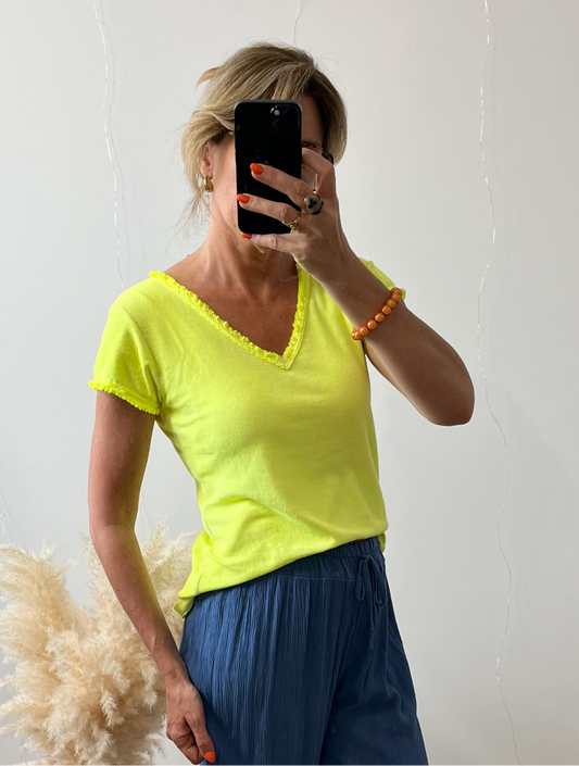 Top ESTER jaune (outfit avec pantalon Sandrine)