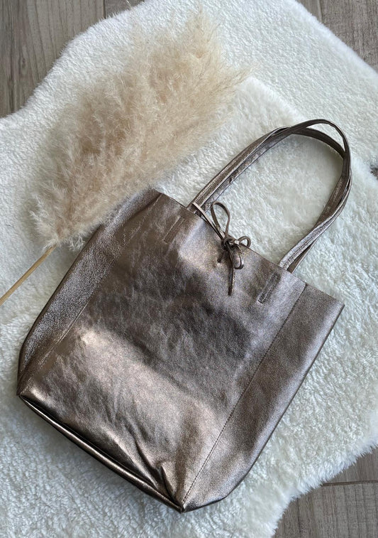 Sac cabas cuir bronze